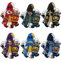 Load image into Gallery viewer, 32 Halloween Patchwork Football Teams Ghost Pumpkin Designs Bundle PNG
