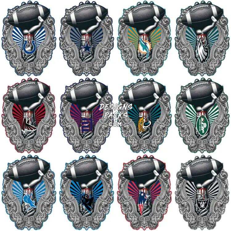 32 Hand Tattoo Football Teams Designs Bundle Png