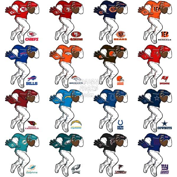 32 Headless Player Football Teams Designs Bundle Png