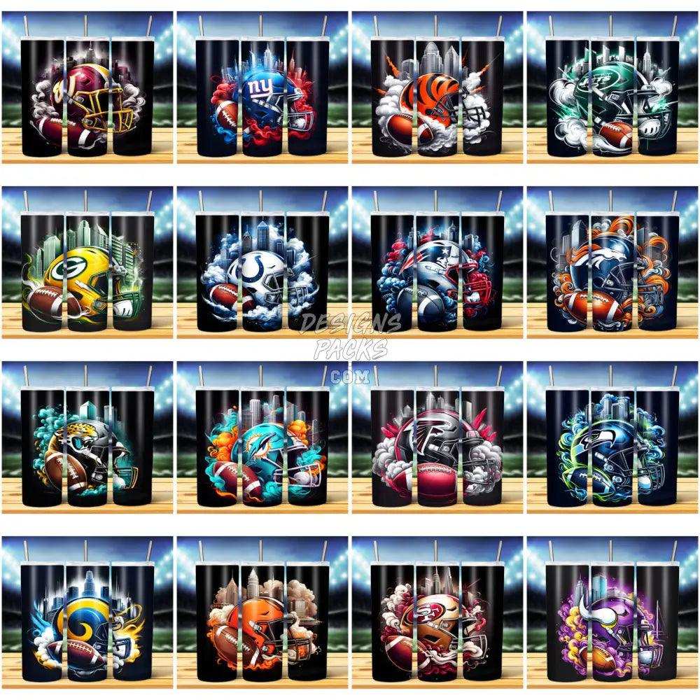 32 Helmet Smokes Football Tumbler Wrap Bundle Jpg