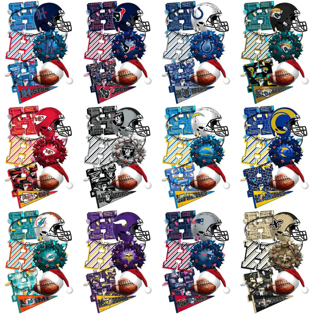 32 HO HO HO Teams Football Christmas V2 Designs Bundle PNG