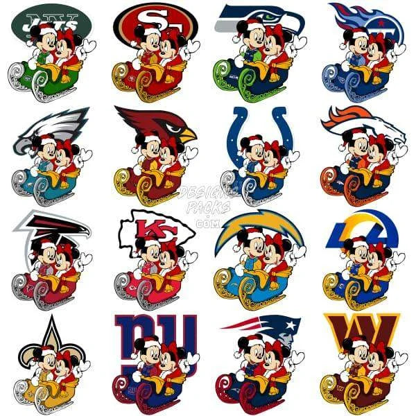 32 Ice Cartoon MINNIE CHRISTMAS Football Designs Bundle PNG