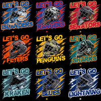 Load image into Gallery viewer, 32 Ice Hockey Teams Let's Go Team Goalie Mask Designs Bundle PNG
