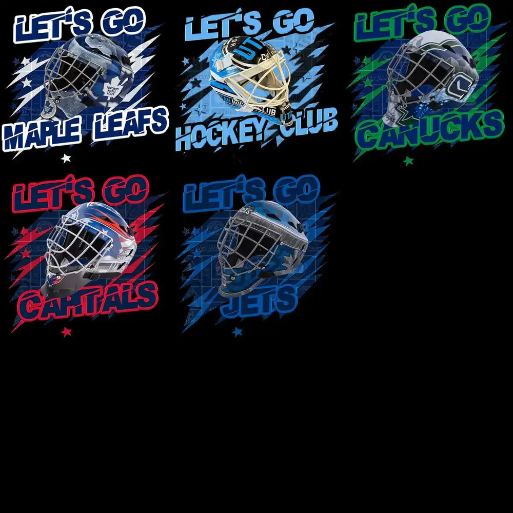 32 Ice Hockey Teams Let's Go Team Goalie Mask Designs Bundle PNG