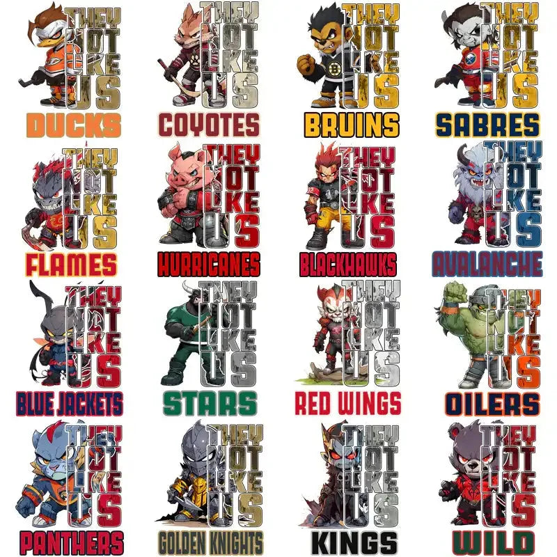 32 Ice Hockey Teams They Not Like Us Mascots Designs Bundle PNG