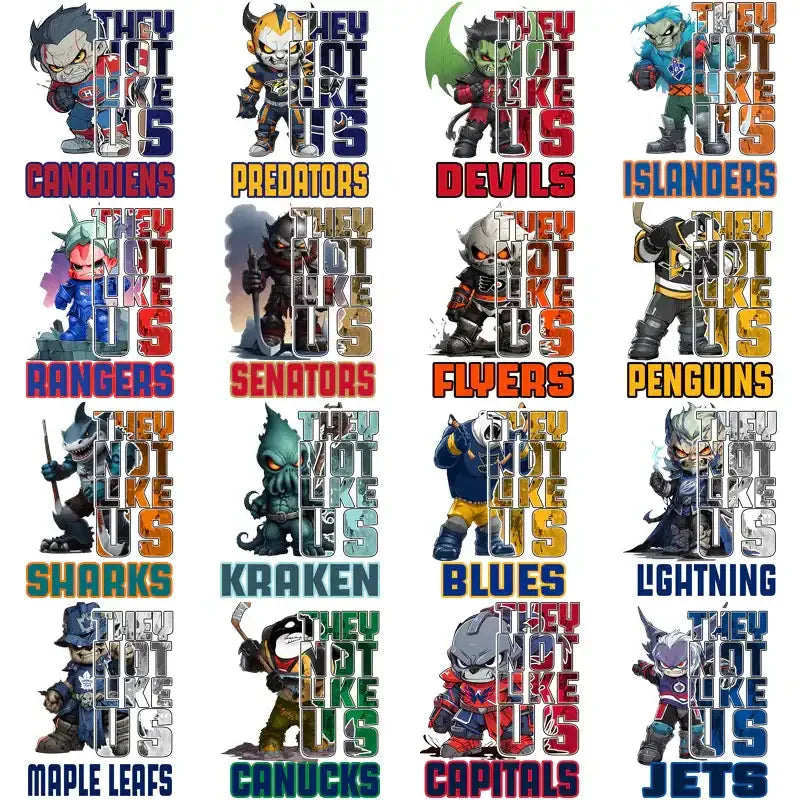 32 Ice Hockey Teams They Not Like Us Mascots Designs Bundle PNG