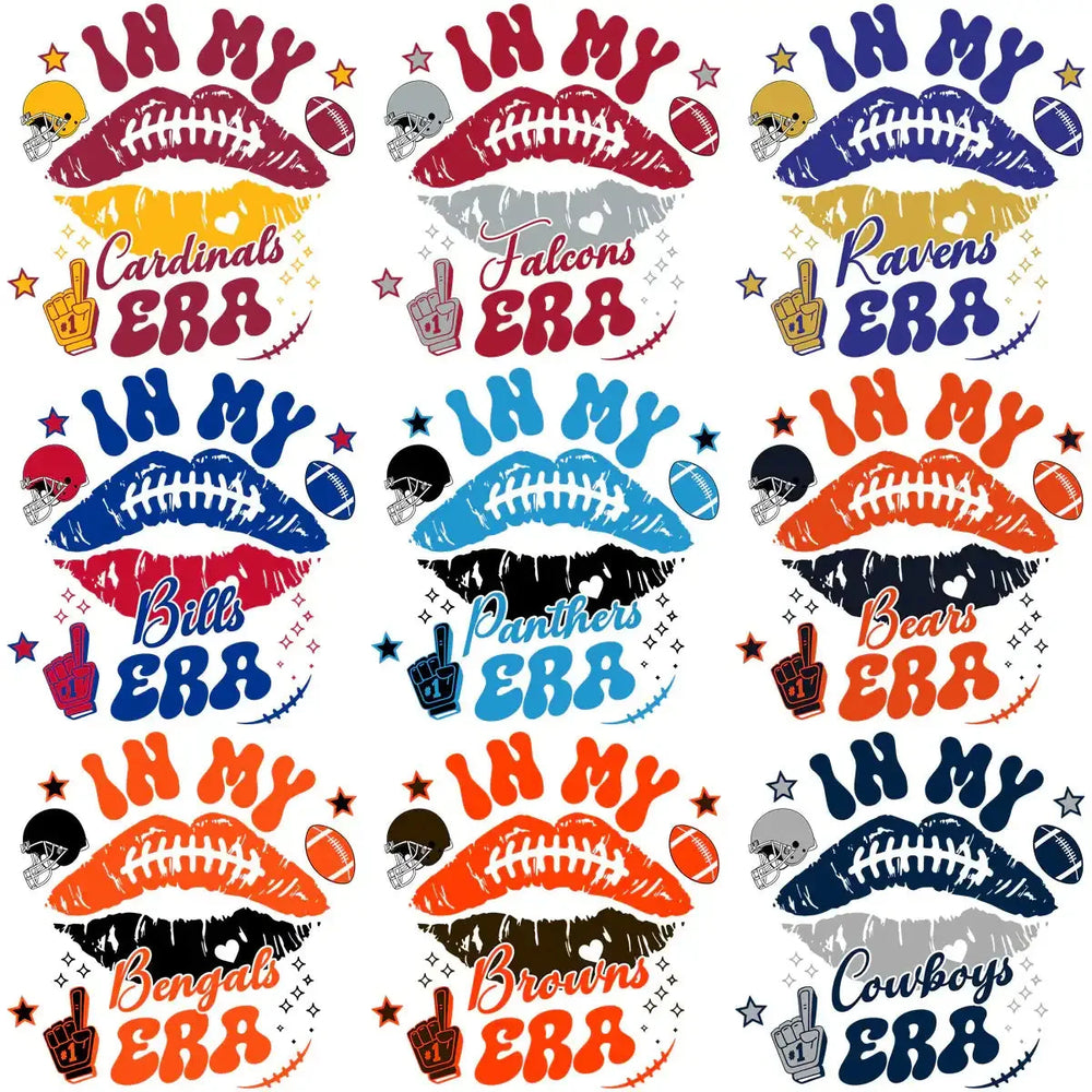 32 In My Era Football Teams Kiss Designs Bundle PNG