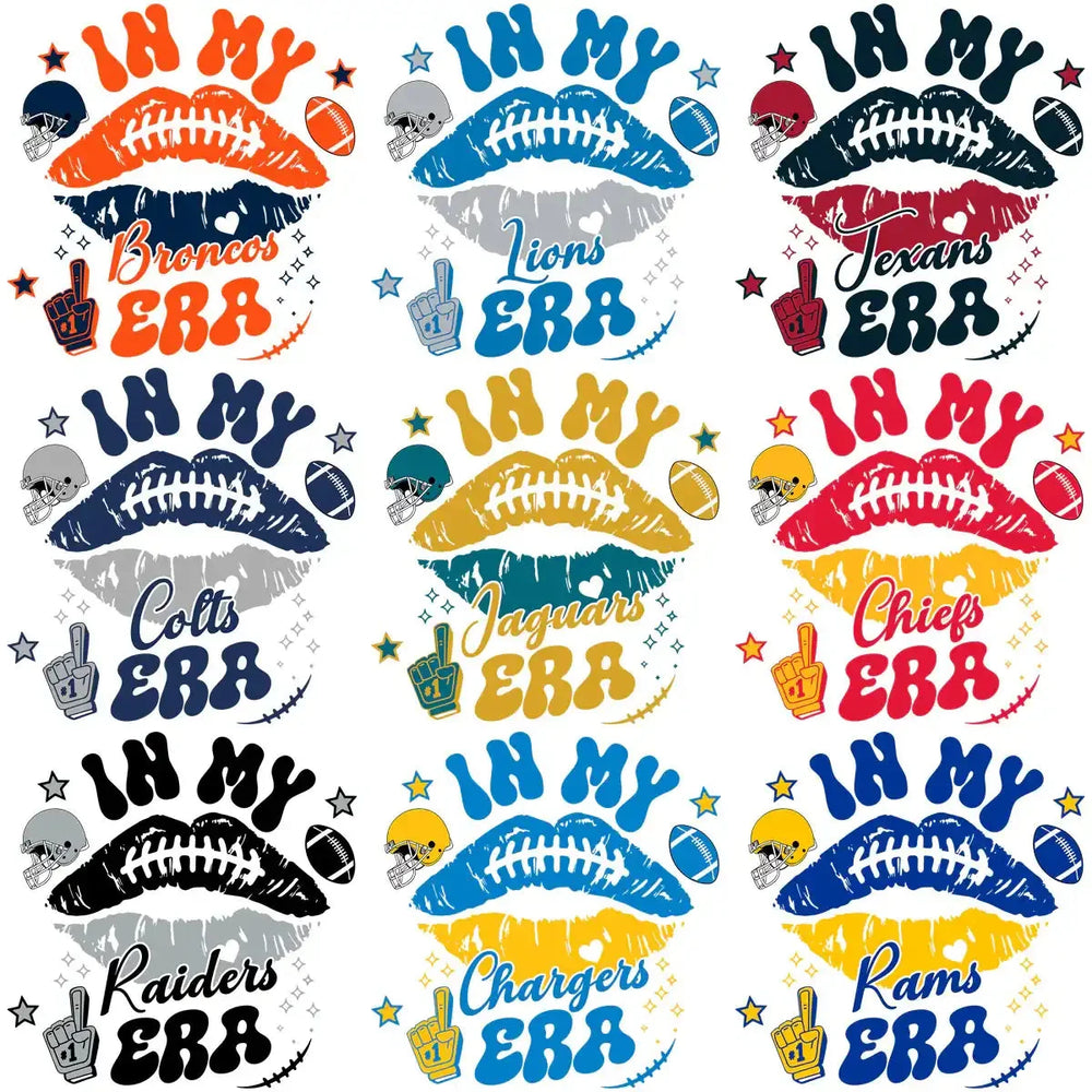 32 In My Era Football Teams Kiss Designs Bundle PNG