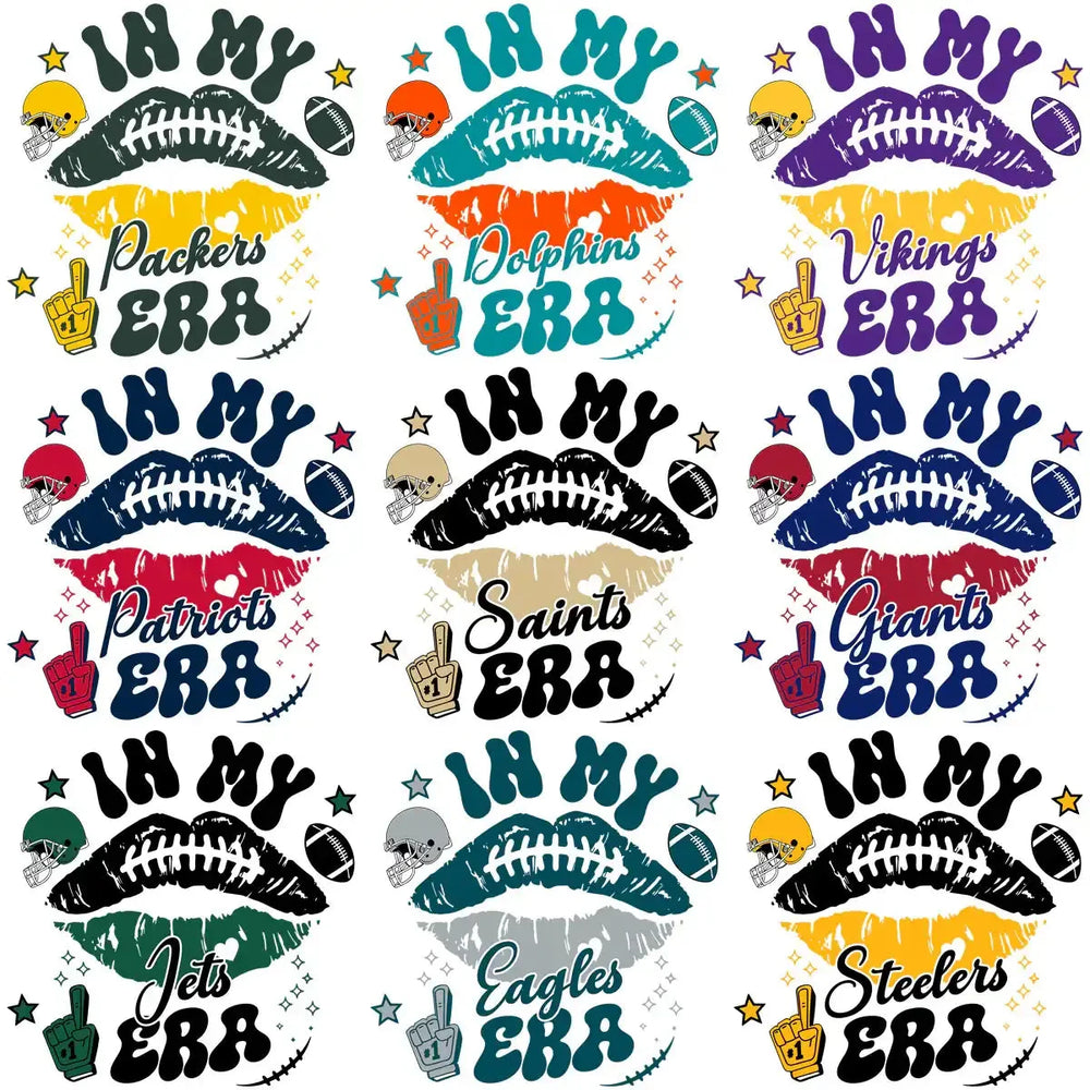 32 In My Era Football Teams Kiss Designs Bundle PNG