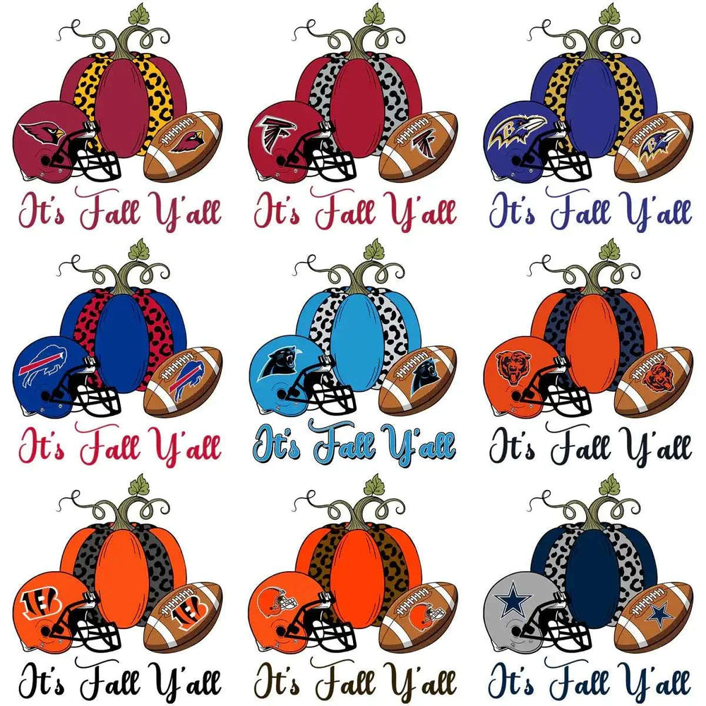 32 It's Fall Y'all Football Teams Autumn Pumpkin Designs Bundle PNG