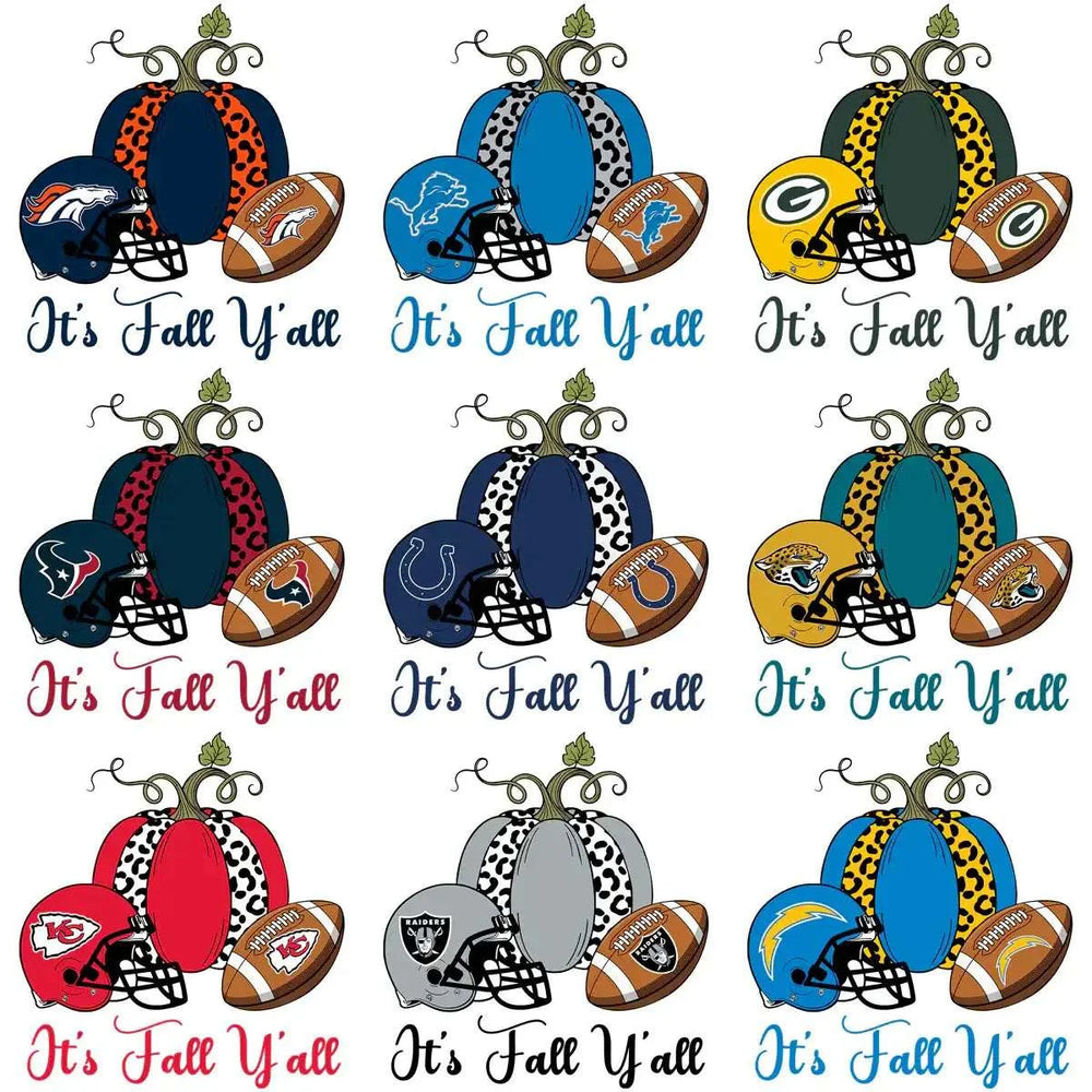 32 It's Fall Y'all Football Teams Autumn Pumpkin Designs Bundle PNG