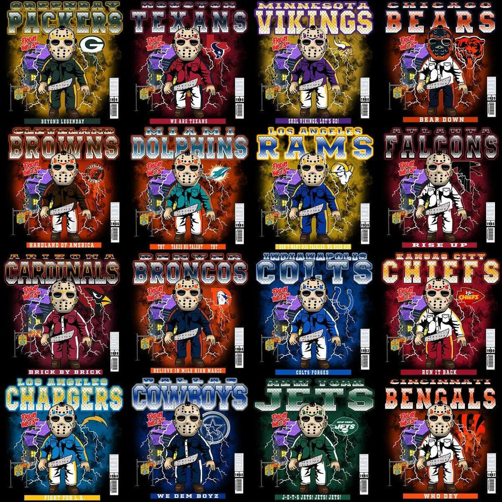 32 Jason Voorhees Football Teams Designs Bundle PNG