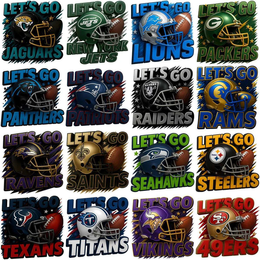 32 Let's Go Football Teams Super Fan Designs Bundle PNG
