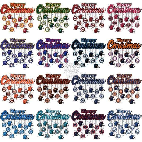 32 Merry Christmas Balls Football Designs Bundle Png