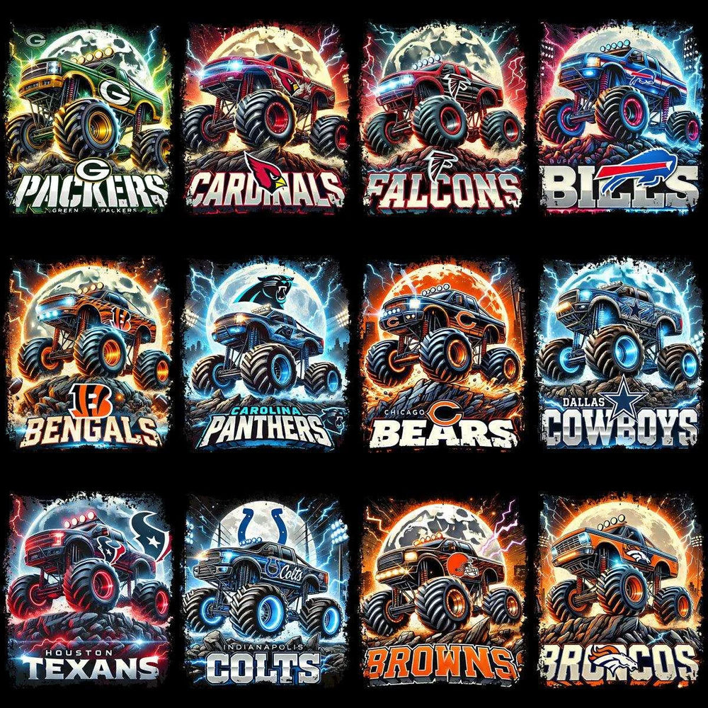 32 Monster Truck Football Designs Bundle PNG