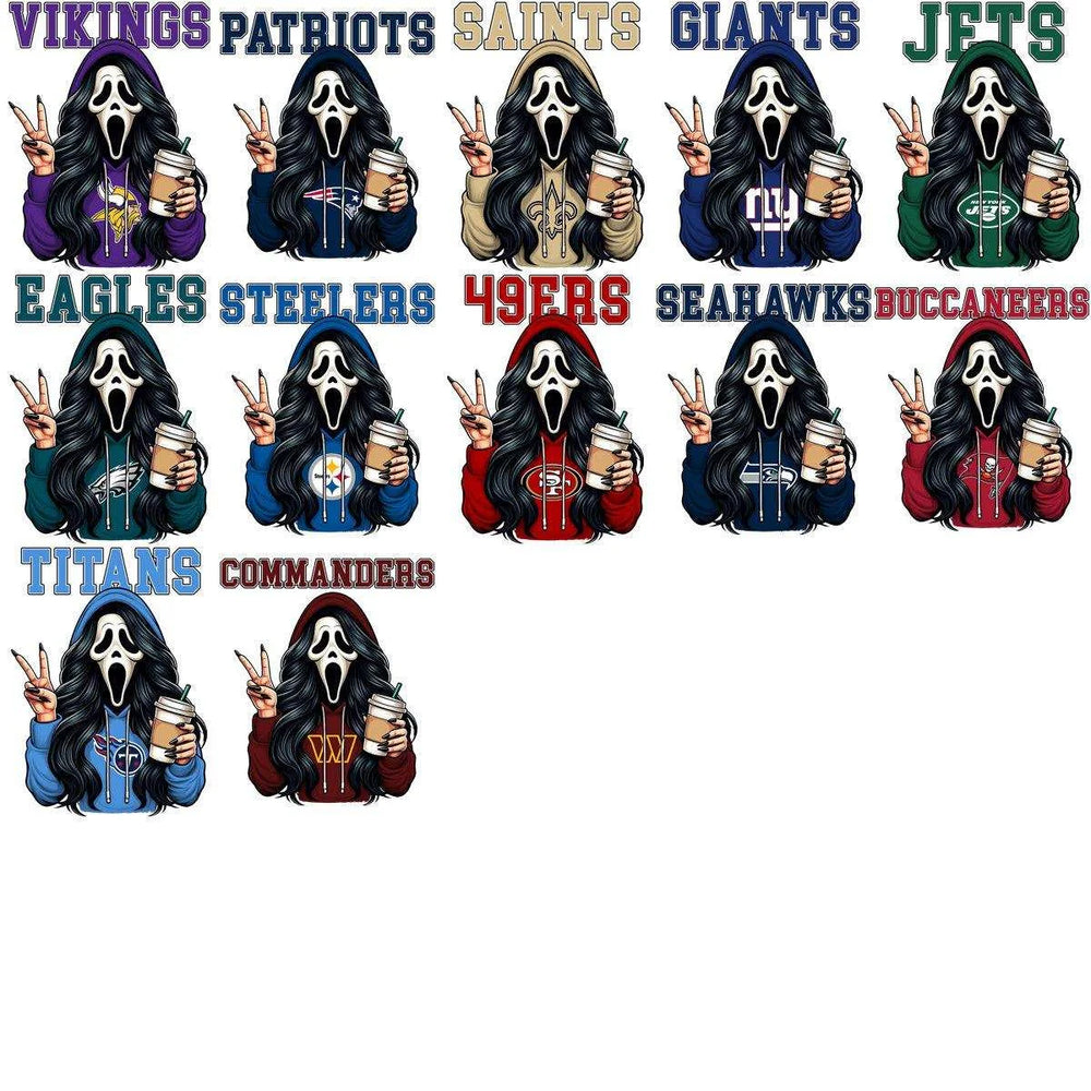 32 Movie Ghostface Scream Girl Football Designs Bundle PNG