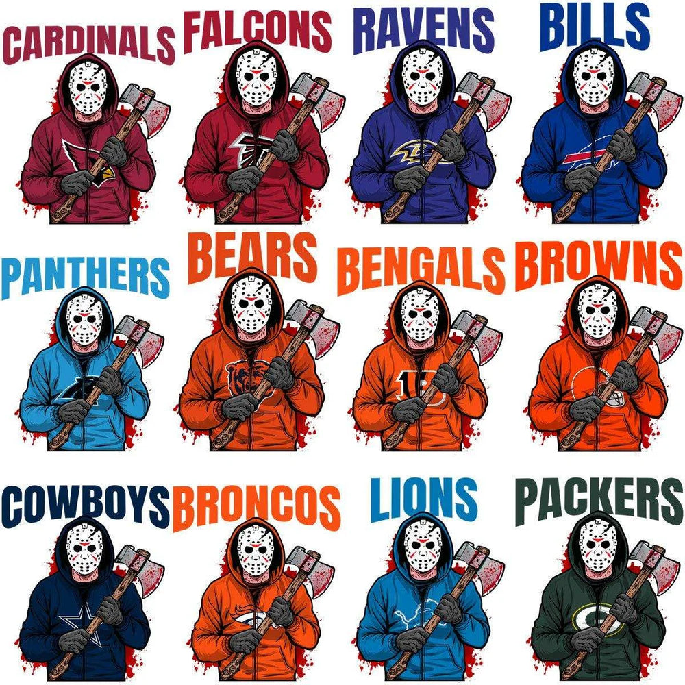 32 Movie Jason Voorhees Football Teams Designs Bundle PNG