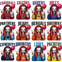 Load image into Gallery viewer, 32 Movie Pennywise Horror Girl Football Designs Bundle PNG
