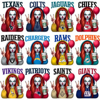 Load image into Gallery viewer, 32 Movie Pennywise Horror Girl Football Designs Bundle PNG

