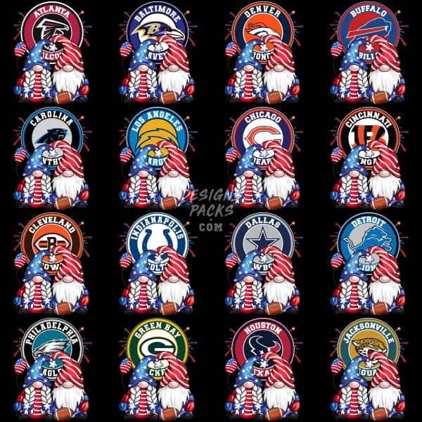 32 Patriot 4Th Of July Football Teams Designs Bundle Png