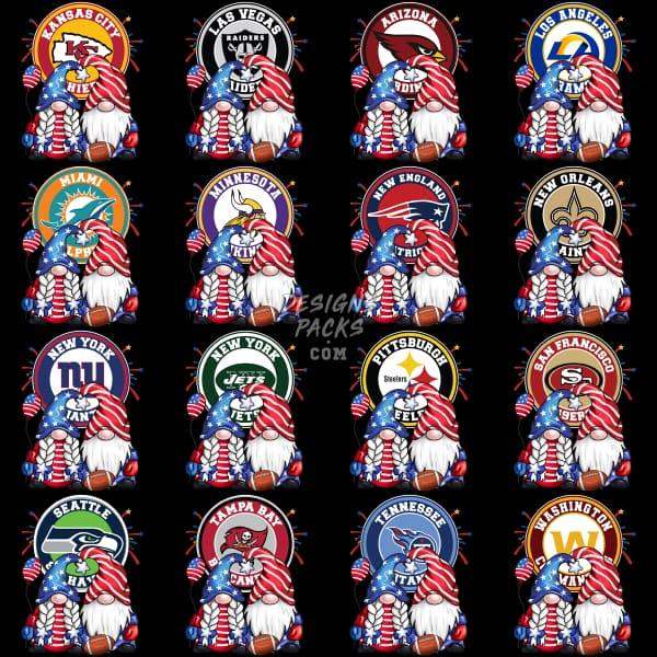 32 Patriot 4Th Of July Football Teams Designs Bundle Png