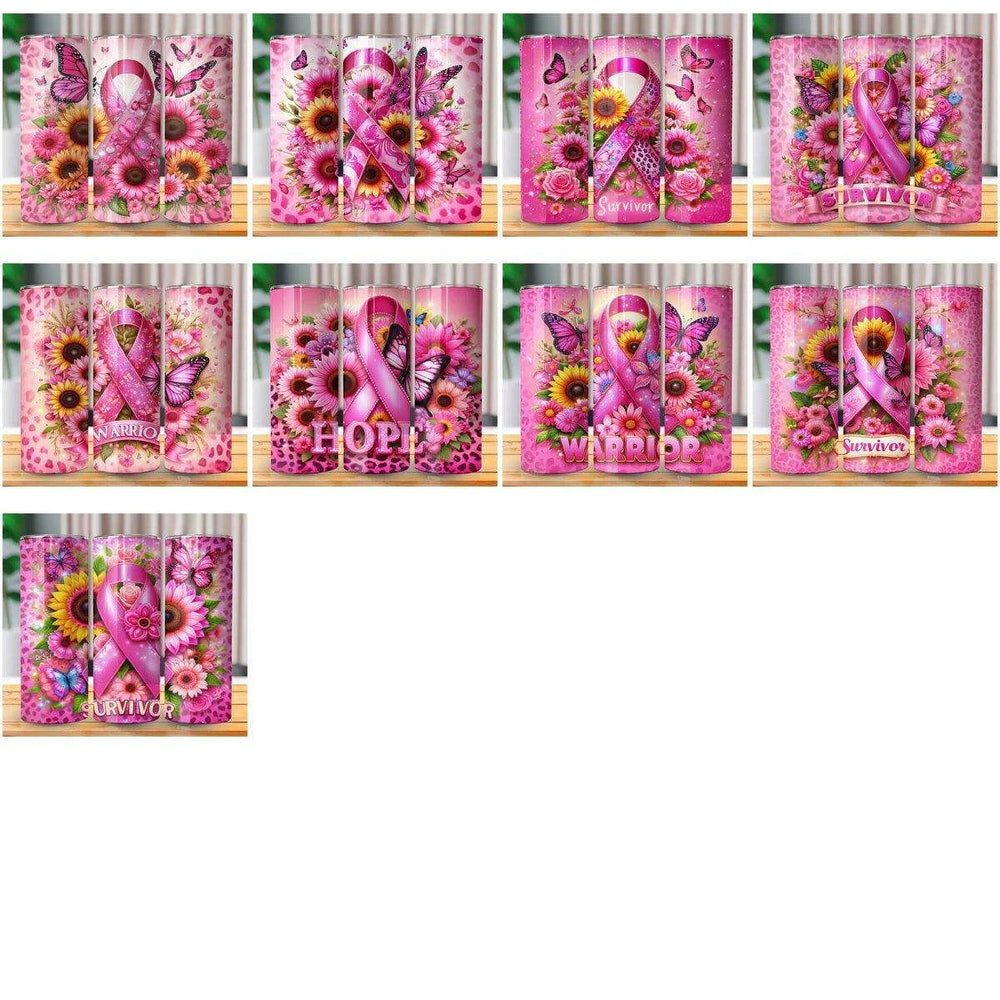 25 PINK RIBBON Cancer Awareness Tumbler Wrap Bundle JPG