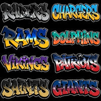 Load image into Gallery viewer, Vibrant NFL team graffiti-style logos for DTF/DTG and embroidery designs
