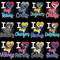 Load image into Gallery viewer, 32 Pro Football "I Love My Team" Glitter Heart Designs Bundle PNG
