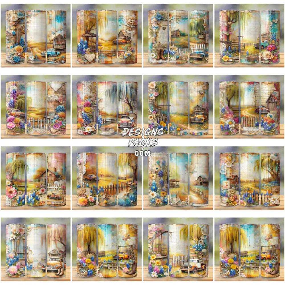 32 Rustic Letter Farm Tumbler Wrap Bundle Jpg