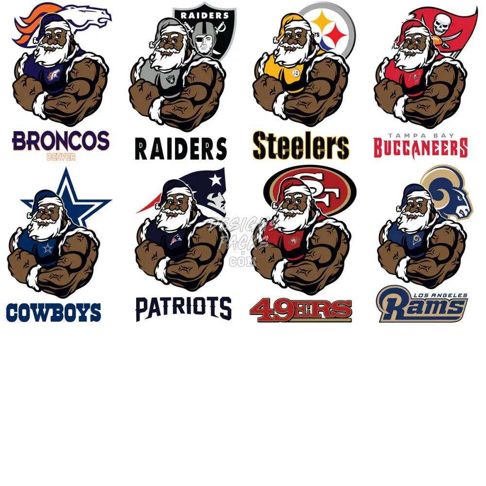 32 Santa Christmas Football Teams Designs Bundle Png