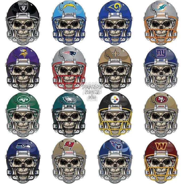 all nfl football team helmets 32 Skull Football Teams Helmets Designs Bundle PNG – DESIGNSPACKS
