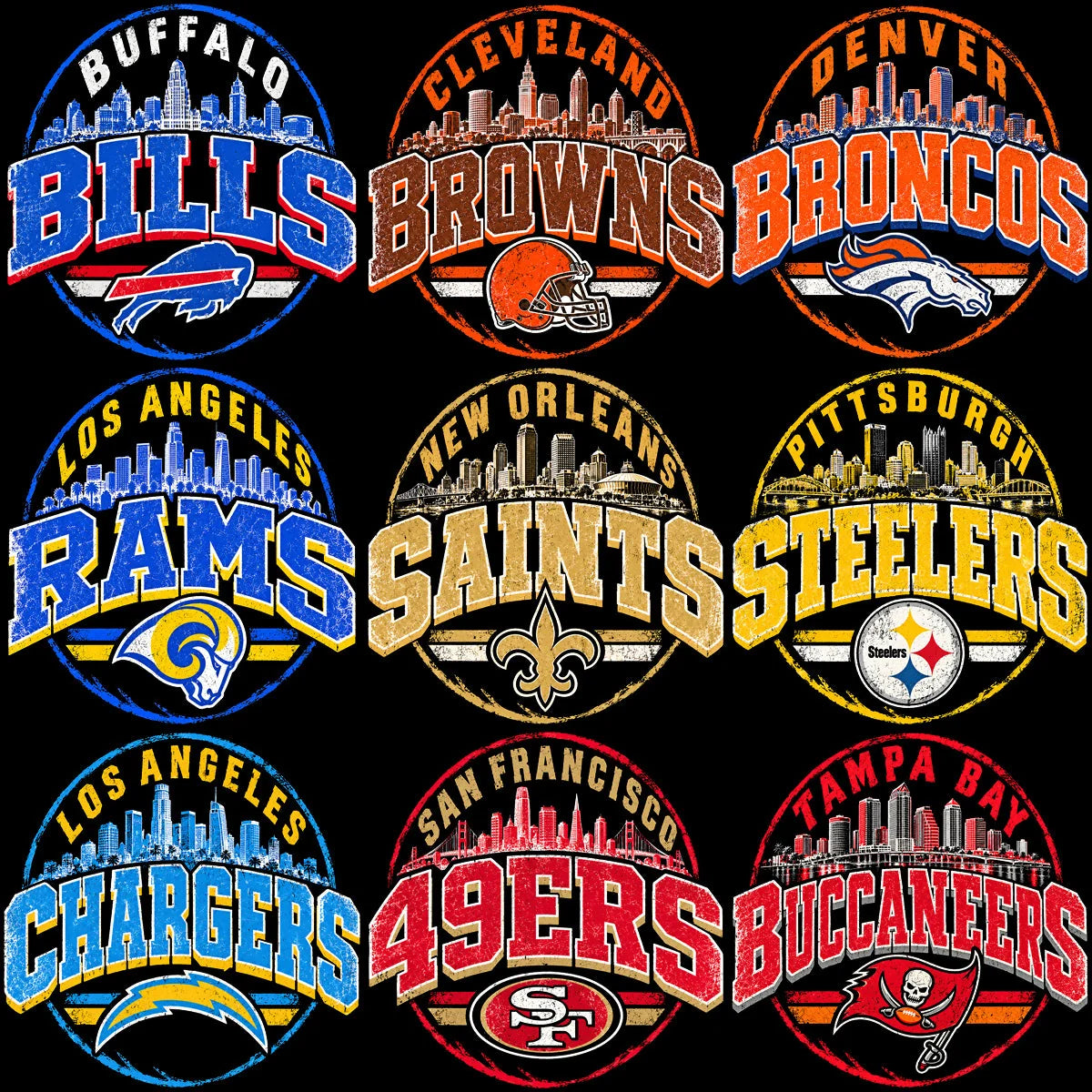 32 Skyline Cities Badge Football Teams Logo Designs Bundle PNG