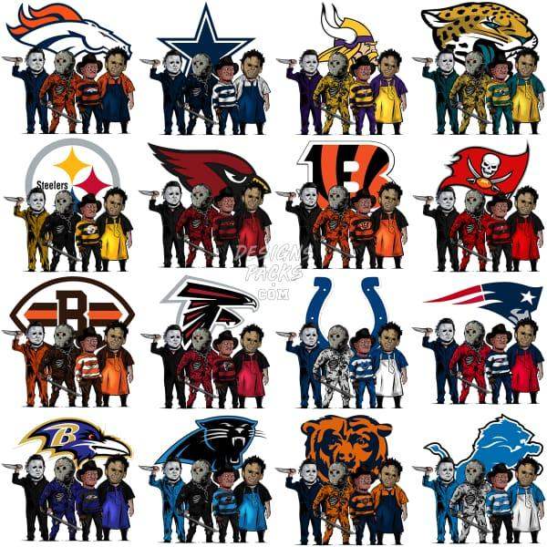 32 Slasher Horror Football Designs Bundle Png