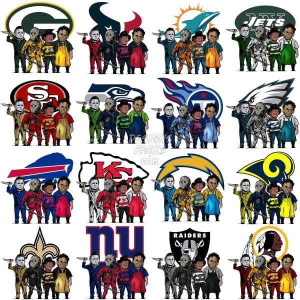 32 Slasher Horror Football Designs Bundle Png