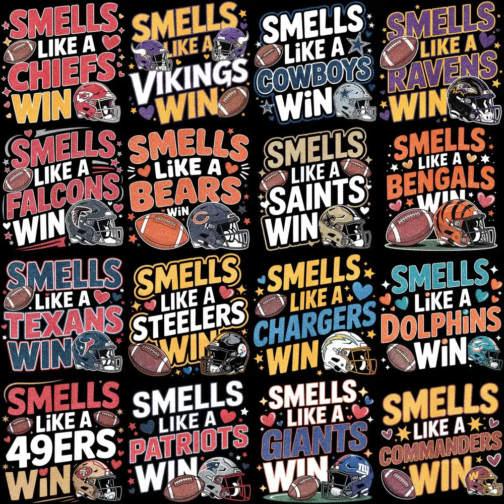 32 Smells Like Football Teams Winners Designs Bundle PNG