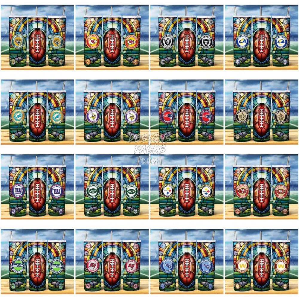 32 Stained Glass Football Tumbler Wrap Bundle Jpg