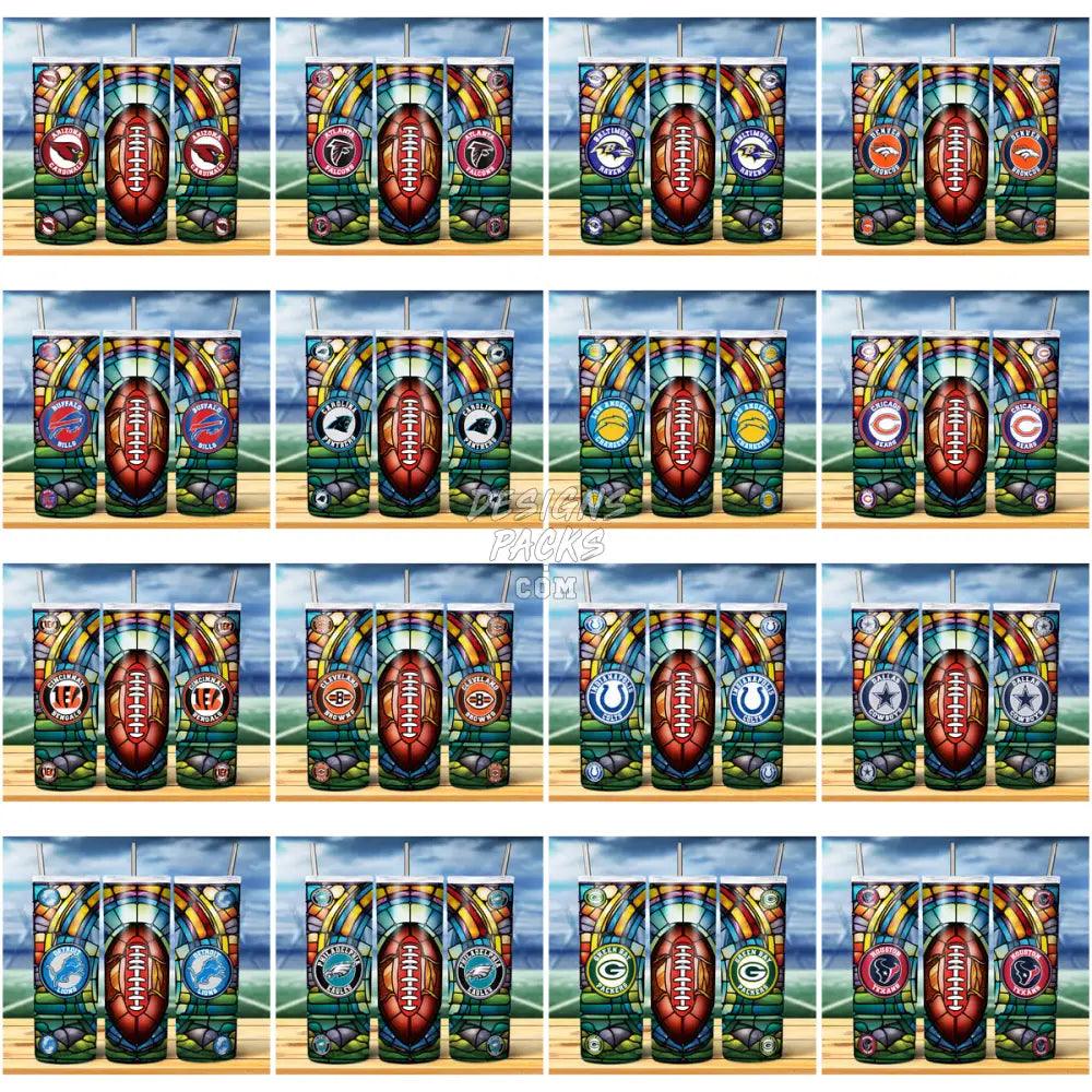 32 Stained Glass Football Tumbler Wrap Bundle Jpg