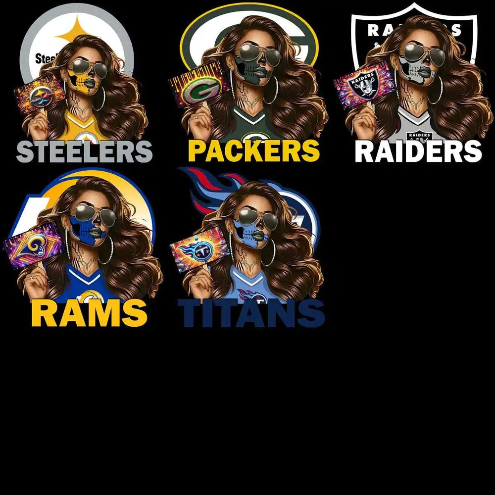 32 Sugar Skull Girl Football Teams Designs Bundle PNG