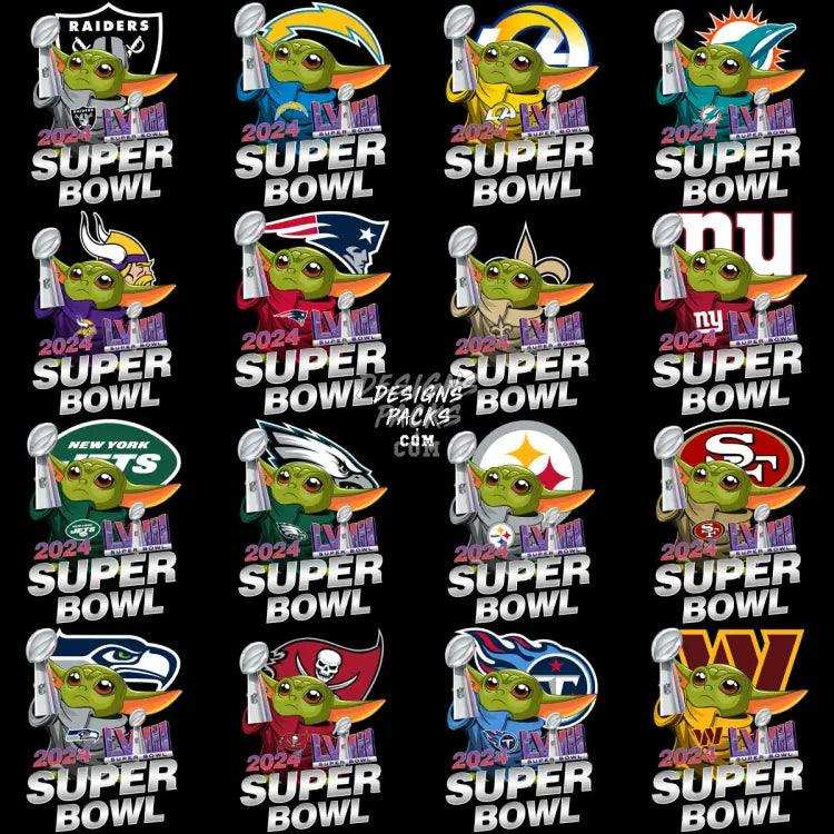 32 Super Bowl 2024 Football Teams Baby Cartoon Designs Bundle Png