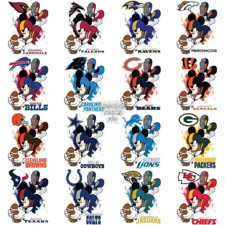 32 Touch Down Mouse Cartoon Football Teams Designs Bundle Png
