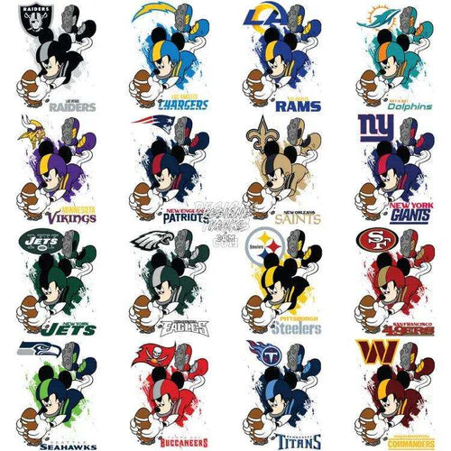 32 Touch Down Mouse Cartoon Football Teams Designs Bundle Png
