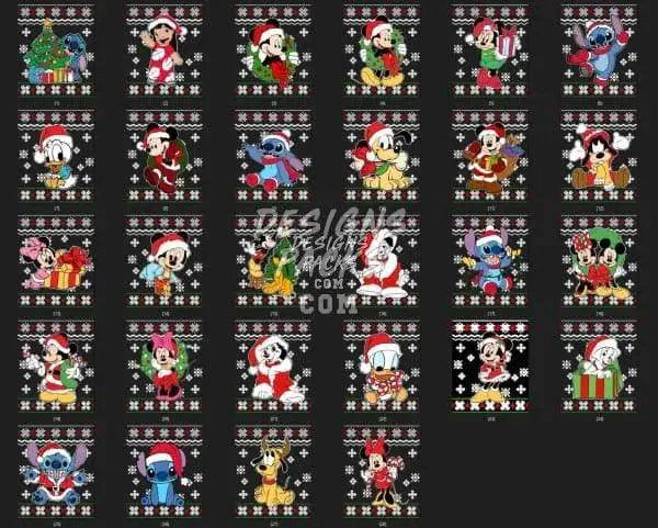 28 Ugly Christmas Cartoon Designs Bundle PNG
