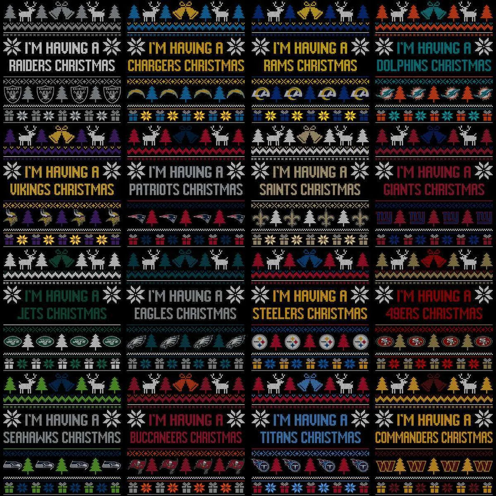 32 Ugly Christmas Sweater Football Teams Designs Bundle PNG