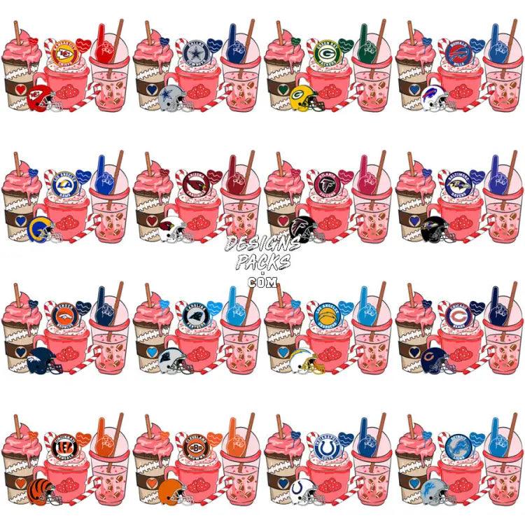 32 Valentine Drinks Football Teams Designs Bundle Png