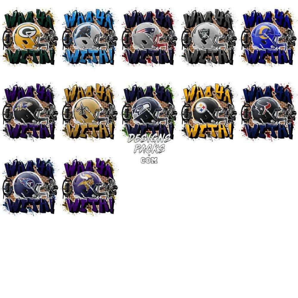 32 Who Ya With Football Teams Designs Bundle Png