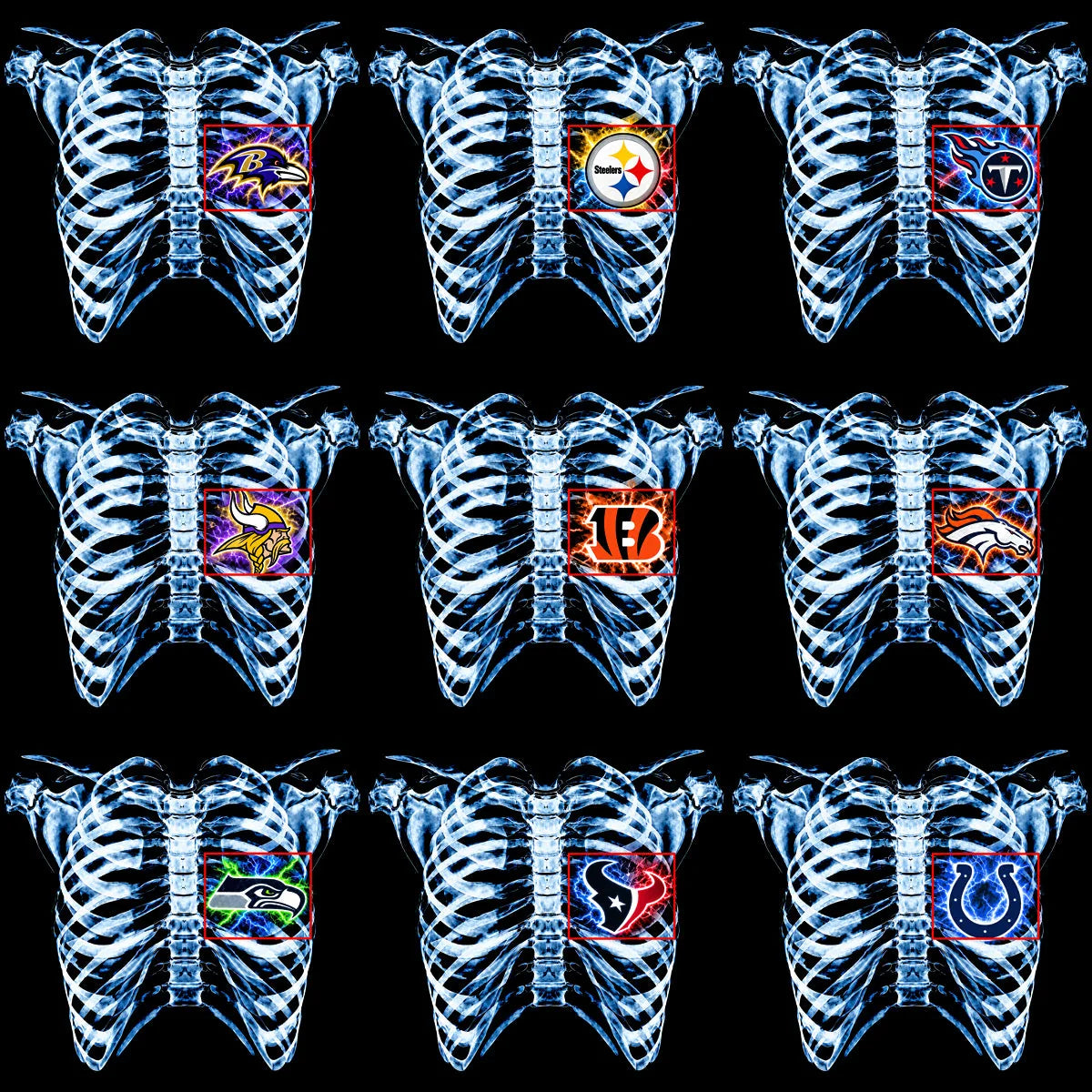 32 X-ray Scan Football Teams In My Heart Designs Bundle PNG