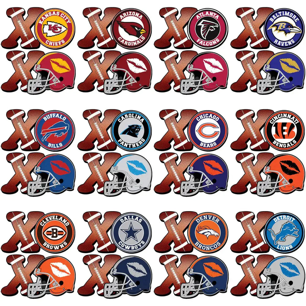 32 XOXO Football Helmets Teams Designs Bundle PNG