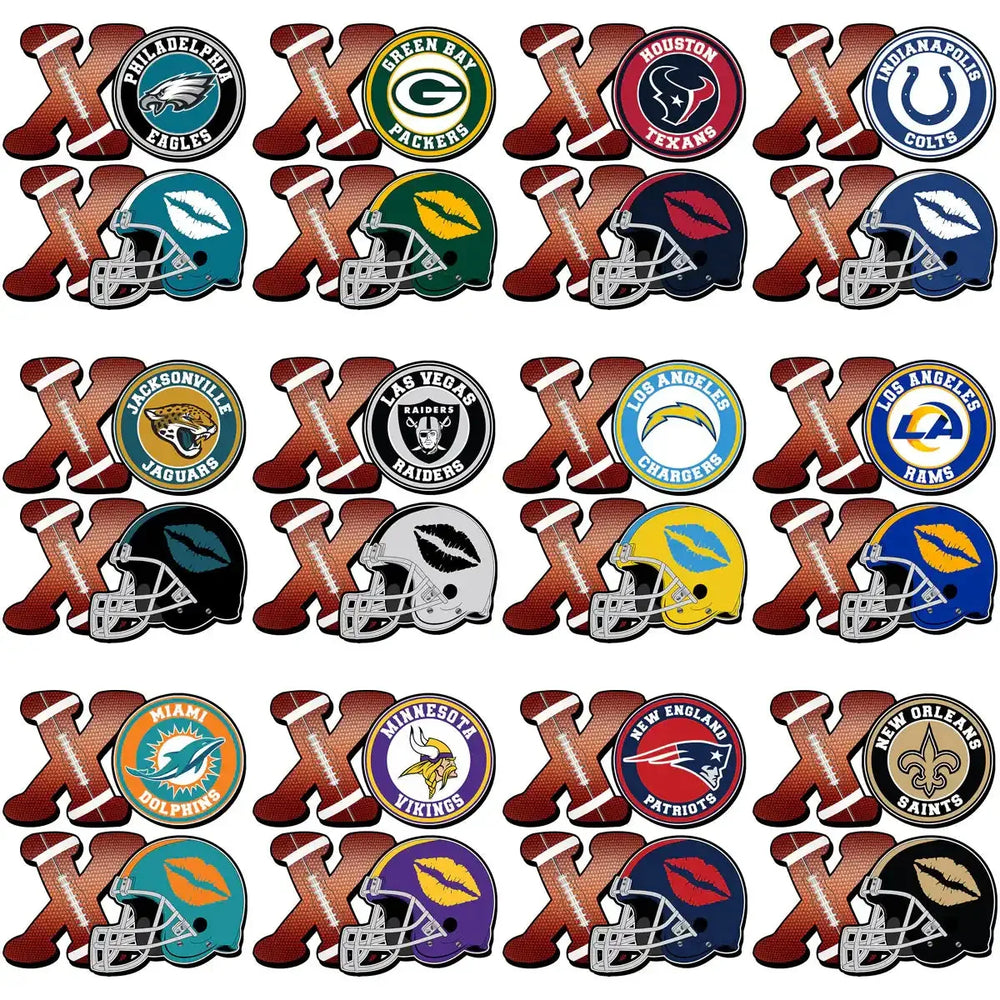 32 XOXO Football Helmets Teams Designs Bundle PNG