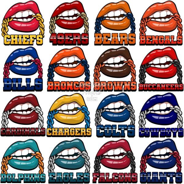 32 Zipper Lips Football Designs Bundle Png