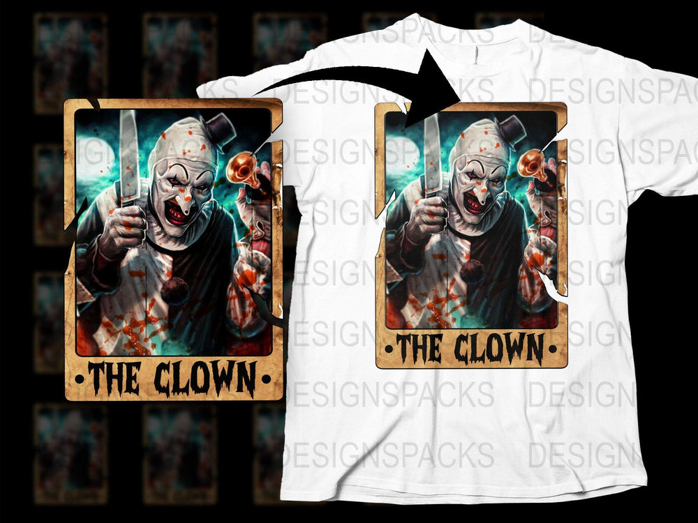 Men's Horror Clown Graphic T-Shirt, Scary Clown Print Tee, Unique Halloween Costume Idea, Cool Horror Movie Fan Apparel